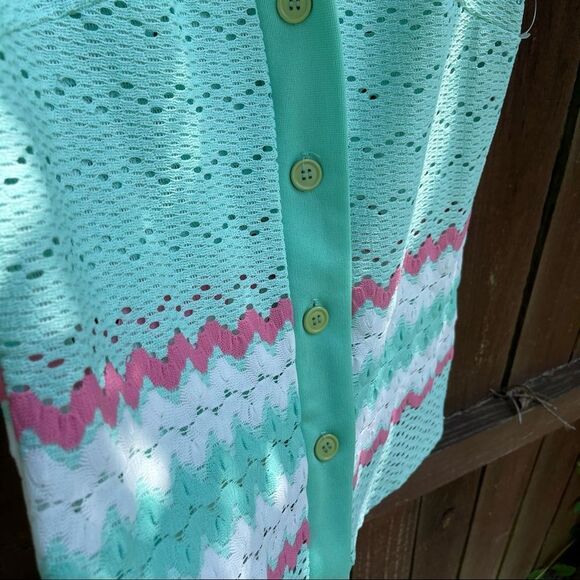 Vintage Turquoise Button Vest Top Handmade - Picture 2 of 9